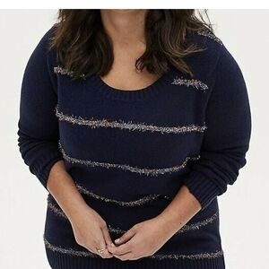 Torrid Tinsel Striped Blue Sweater